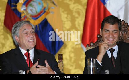 Bildnummer: 54529863  Datum: 11.10.2010  Copyright: imago/Xinhua (101012)-- QUITO, Oct. 12, 2010 (Xinhua) -- Ecuadorian President Rafael Correa (R) and his Chilean counterpart Sebastian Pinera attend a press conference at the Palacio de Carondelet in Quito, Ecuador, Oct. 11, 2010. Chilean President Sebastian Pinera is visiting Ecuador to show his support to Rafael Correa. (Xinhua/Santiago Armas) (lyx) ECUADOR-QUITO-CHILE-POLITICS PUBLICATIONxNOTxINxCHN People Politik kbdig xcb 2010 quer premiumd     Bildnummer 54529863 Date 11 10 2010 Copyright Imago XINHUA  Quito OCT 12 2010 XINHUA Ecuadorian Stock Photo