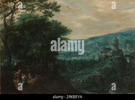 Landschaft mit Venus und Adonis 1580er Jahre von Gillis van Coninxloo Stockfoto