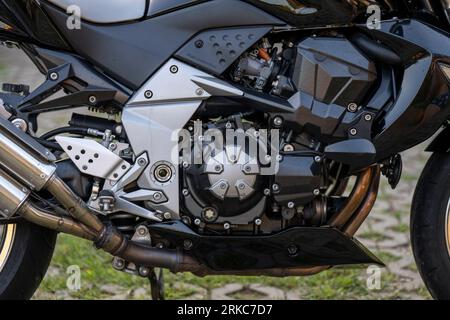 Ein Kawasaki Z1000 Motorrad, Nahaufnahme selektiver Fokus. Stockfoto