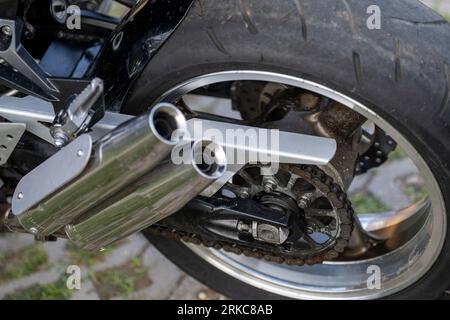 Ein Kawasaki Z1000 Motorrad, Nahaufnahme selektiver Fokus. Stockfoto