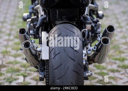 Ein Kawasaki Z1000 Motorrad, Nahaufnahme selektiver Fokus. Stockfoto