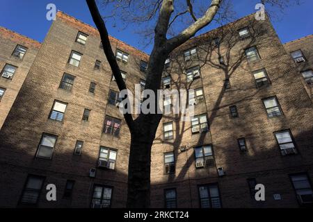 Bildnummer: 54802031  Datum: 10.01.2011  Copyright: imago/Xinhua (110111) -- NEW YORK, Jan. 11, 2011 (Xinhua) -- The photo taken on Jan. 10, 2011 shows the Queensbridge houses in New York, the United States. The New York City Housing Authority (NYCHA), which was established on Feb. 17, 1934, was a pioneering vision that reshaped the city s landscape, replacing slum tenements with clean, safe and affordable housing for poor and working families. Today, NYCHA is New York s largest landlord as well as the nation s largest and foremost provider of public housing. Five percent of the city s populat Stock Photo