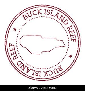 Buck Island Reef round rubber stamp with island map. Vintage red passport stamp with circular text and stars, vector illustration. Stock Vector