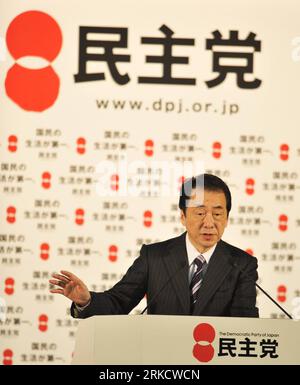 Bildnummer: 54812823  Datum: 13.01.2011  Copyright: imago/Xinhua (110113) -- CHIBA, Jan. 13, 2011 (Xinhua) -- Japanese Prime Minister Naoto Kan speaks during the regular convention of the ruling Democratic Party of Japan in Chiba, suburban Tokyo, on Jan. 13, 2011. Japanese Prime Minister Naoto Kan said on Thursday he would reshuffle his cabinet to build a powerful administration. (Xinhua) (lmz) JAPAN-CABINET-RESHUFFLE PUBLICATIONxNOTxINxCHN People Politik kbdig xcb 2011 hoch premiumd     Bildnummer 54812823 Date 13 01 2011 Copyright Imago XINHUA  Chiba Jan 13 2011 XINHUA Japanese Prime Ministe Stock Photo