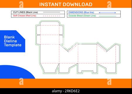 Einzigartige Geschenkkartonschablone für Verpackungen, benutzerdefinierte Matrizenschablone für Kartons und 3D-Box in Farbe änderbar Stock Vektor