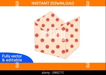 Einzigartige Geschenkkartonschablone für Verpackungen, benutzerdefinierte Matrizenschablone für Kartons und 3D-Box in Farbe änderbar Stock Vektor
