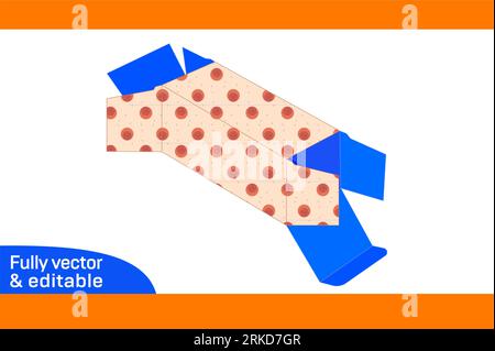 Straight tuck end folding box, Die line template and 3D box editable easily resizeable Stock Vector