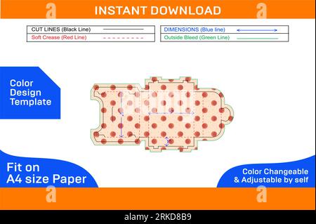 Labeling cardboard box or paper packaging dieline template and 3D vector file Stock Vektor