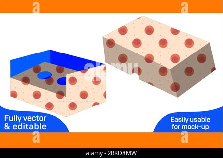 Cupcake oder Geschenkbox Verpackung Stanzschablone und 3D-Vektordatei Stock Vektor