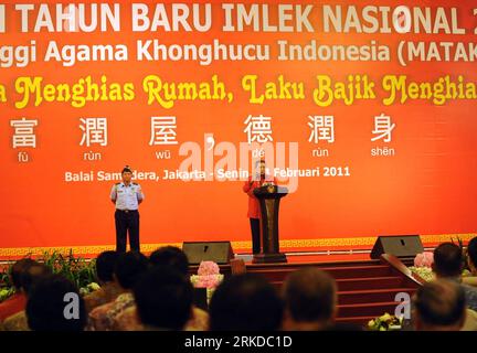 Bildnummer: 54908988  Datum: 14.02.2011  Copyright: imago/Xinhua (110214) -- JAKARTA, Feb. 14, 2011 (Xinhua) -- Indonesian President Susilo Bambang Yudhoyono speaks during a New Year celebration to mark the Chinese Lunar New Year held by Indonesian Confuciusists in Jakarta, Feb. 14, 2011. (Xinhua/Jiang Fan) (yc) INDONESIA-CHINESE-NEW YEAR PUBLICATIONxNOTxINxCHN Politik People chn Neujahr Neujahrsfest Frühlingsfest xo0x kbdig xub 2011 quer     Bildnummer 54908988 Date 14 02 2011 Copyright Imago XINHUA  Jakarta Feb 14 2011 XINHUA Indonesian President Susilo Bambang Yudhoyono Speaks during a New Stock Photo