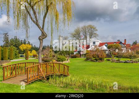 Das Capernwray Harbour Bible Center auf Thetis Island, Vancouver Island, British Columbia, Kanada. Stockfoto