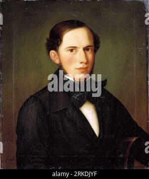 Portrait of Johan Sebastian Welhaven 1842 by Carl Peter Lehmann Stock Photo