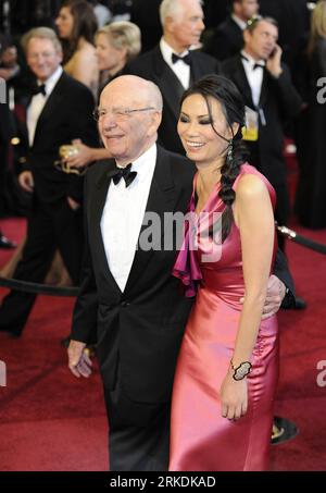 Bildnummer: 54961552  Datum: 27.02.2011  Copyright: imago/Xinhua (110228) -- HOLLYWOOD, Feb. 28, 2011 (Xinhua) -- Rupert Murdoch and his wife Wendi Deng arrive for the awarding ceremony of the 83rd Annual Academy Awards at the Kodak Theater in Hollywood, California, the United States, Feb. 27, 2011. (Xinhua/Qi Heng) (cl) U.S.-HOLLYWOOD-OSCARS-RED CARPET PUBLICATIONxNOTxINxCHN Entertainment People Film Oscar Verleihung Oscarverleihung Los Angeles premiumd Aufmacher kbdig xkg 2011 hoch    Bildnummer 54961552 Date 27 02 2011 Copyright Imago XINHUA  Hollywood Feb 28 2011 XINHUA Rupert Murdoch and Stock Photo