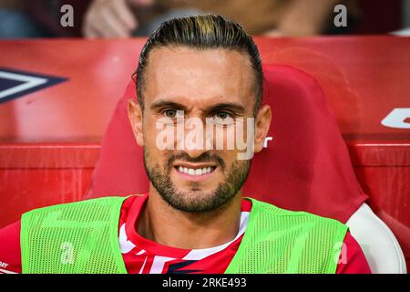 Lille, Frankreich. August 2023. Yusuf Yazici aus Lille spielte während des Spiels der UEFA Europa Conference League zwischen Lille Olympique Sporting Club und HNK Rijeka am 24. August 2023 im Stade Pierre-Mauroy in Lille, Frankreich. (Foto: Matthieu Mirville/PRESSINPHOTO) Credit: PRESSINPHOTO SPORTS AGENCY/Alamy Live News Stockfoto
