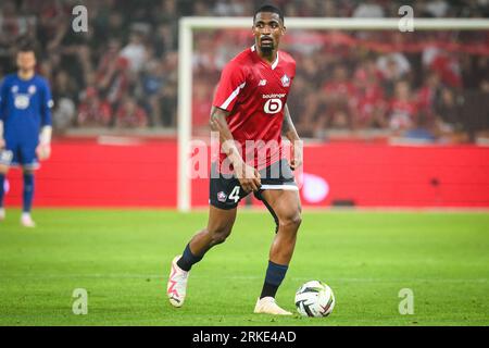 Lille, France. 24th Aug, 2023. Alexsandro Victor De Souza Ribeiro of Lille during the UEFA Europa Conference League match between Lille Olympique Sporting Club and HNK Rijeka played at Stade Pierre-Mauroy on August 24, 2023 in Lille, France. (Photo by Matthieu Mirville/PRESSINPHOTO) Credit: PRESSINPHOTO SPORTS AGENCY/Alamy Live News Stockfoto