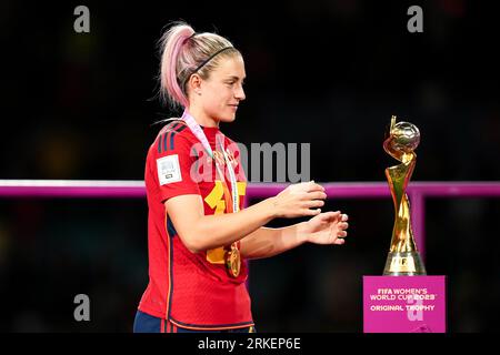 Sydney, Australia, August 20th 2023:  Alexia Putellas (11 Spain) celebrates the winning of the World Cup during the ceremony after the FIFA Womens World Cup 2023 Final football match between Spain and England at Stadium Australia in Sydney, Australia.   (Daniela Porcelli / SPP) Stockfoto