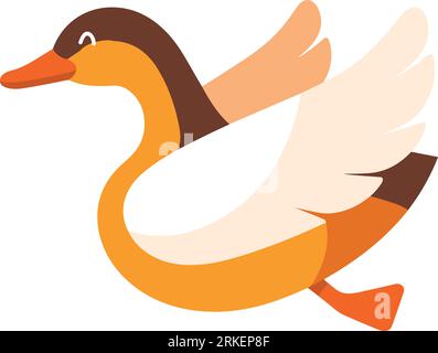 Hand Drawn farm duck in flat style isolated on background Stock Vector