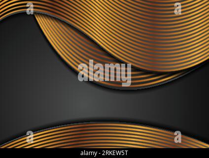 Black luxury corporate wavy background with golden lines. Vector design Stock Vektor