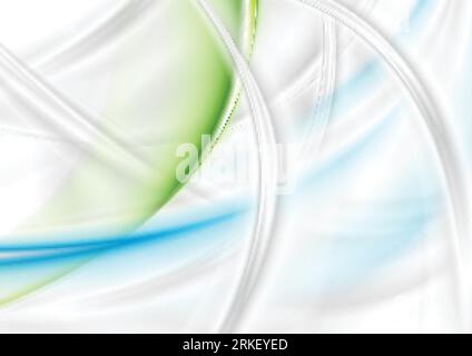 Grey, blue and green smooth curved waves abstract background. Vector illustration Stock Vector