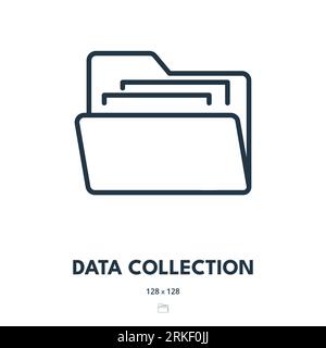 Symbol "Datenerfassung". Ordner, Dokument, Datenbank. Bearbeitbare Kontur. Symbol „Einfacher Vektor“ Stock Vektor