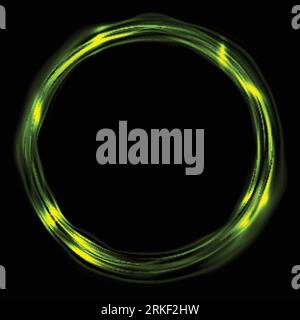 Bright green glossy iridescent ring circle background. Vector electric neon round circle shape glowing design Stock Vektor