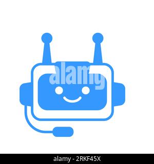 Symbol des Roboterassistenten mit Headset-Zeichen. Roboter-Chat-Bot-Symbol Vektor-Design Stock Vektor