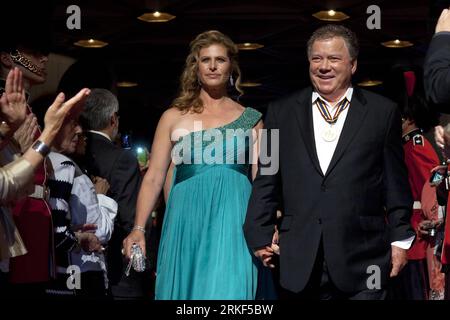 OTTAWA: MAY 14, 2011 Canadian Governor General s Performing Arts Awards Canadian actor, director, writer, spokesman and philanthropist, William Shatner arrives with wife Elizabeth Martin on the red carpet during the Canadian Governor General s Performing Arts Awards at the National Arts Centre in Ottawa, Ontario, Canada, on May 14, 2011. Shatner received the lifetime artistic achievement award. Xinhua / Christopher Pike Canadian Governor General s Performing Arts Awards PUBLICATIONxNOTxINxCHN Stock Photo