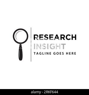 Vektorvorlage für das Logo von Research Insight. Research-Logo mit schlichtem und elegantem Lupensymbol. Stock Vektor