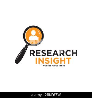 Vektorvorlage für das Logo von Research Insight. Research-Logo mit schlichtem und elegantem Lupensymbol. Stock Vektor