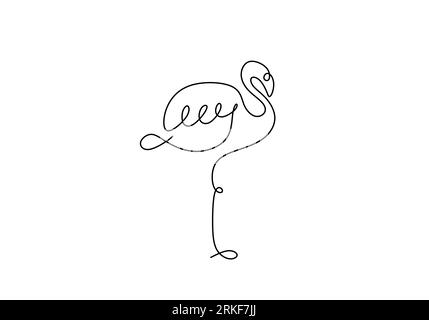 Flamingo one line drawing. Decorative element. in trendy outline style. Flamingo one line drawing. Continuous single hand drawn summer symbol. Stylish Stock Vektor