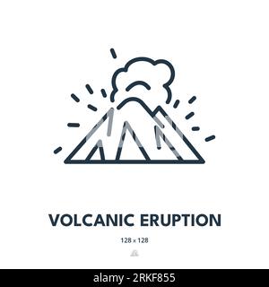 Volcanic Eruption Icon. Volcano, Magma, Lava. Editable Stroke. Simple Vector Icon Stock Vector