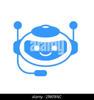 Symbol des Roboterassistenten mit Headset-Zeichen. Roboter-Chat-Bot-Symbol Vektor-Design Stock Vektor
