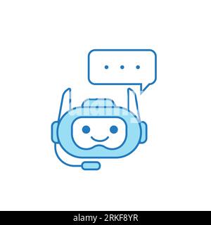 Chatbot-Symbol oder Virtual Assistant-Symbol-Design mit Sprechblasen und Headset-Symbol Stock Vektor