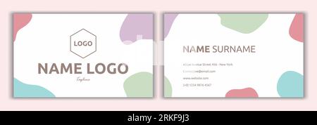 Business card template ready to print with pastel color. Modern creative business card and name card, horizontal simple clean template design layout. Stock Vektor