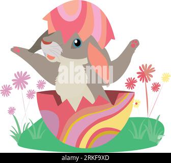 Osterhase mit Osterei. Schwarz-weiße Vektorillustration für Malbuch. Perfekt für ein Kinderbuch. Stock Vektor