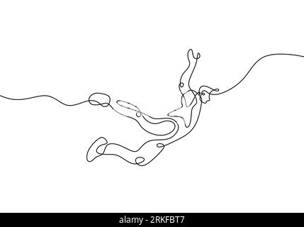 Continuous one line drawing of jumping man Stock Vektor