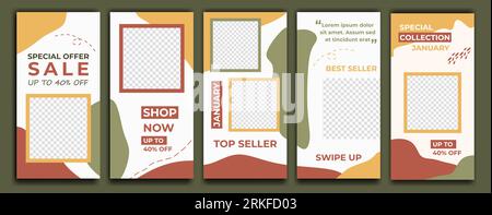 Social media story template for social media. Pack for creating your unique content. Trendy editable template for social networks stories, vector illu Stock Vektor