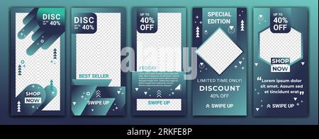 Set of social media Ig networks stories sale banner background with creative gradient colored. Editable template design for ig story, ig frame, poster Stock Vector