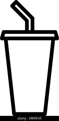 Cup with a straw line icon as a fast food symbol Stock Vector