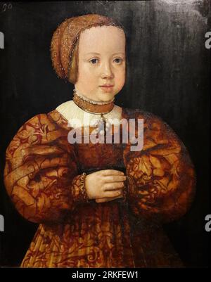 Portrait of Elizabeth of Austria (1526-1545) aged four. circa 1530 by Jakob Seisenegger Stock Photo