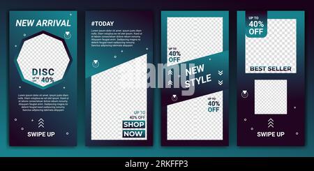 Set of social media Ig networks stories sale banner background with creative gradient colored. Editable template design for ig story, ig frame, poster Stock Vektor