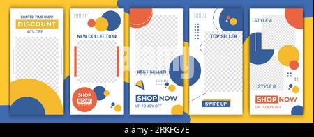 Ig story design for social media.Trendy editable template for social networks stories frame. Set of mockup for fb stories. Vector layout design for fa Stock Vector