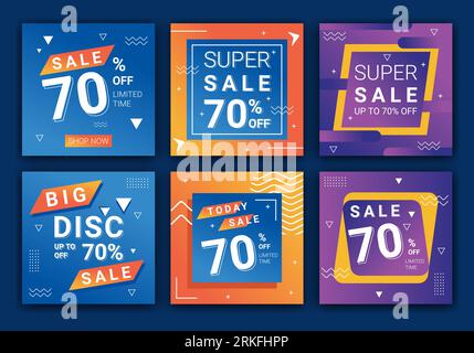 Creative vector premium sale ig feed promotion template collection. Web banner ads for social media post, design for ads, template for fashion sale, c Stock Vector