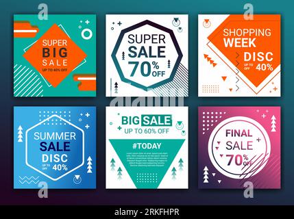 Set of sale banner template social media post, design for ads, template for fashion sale, web banner and social media post design. Ig feed post backgr Stock Vektor