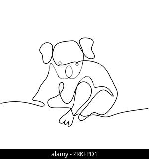 One continuous line drawing of adorable koala. Little bear from Australia mascot concept for conservation park icon. Cute koala animal isolated on whi Stock Vector