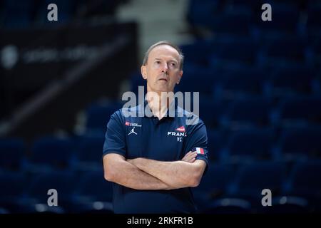 VILNIUS, LITHUANIA - august 11th 2023: FIBA World Cup 2023 tune-up game. Lithuania - France. France basketball team coach Vincent Collet in action Stock Photo