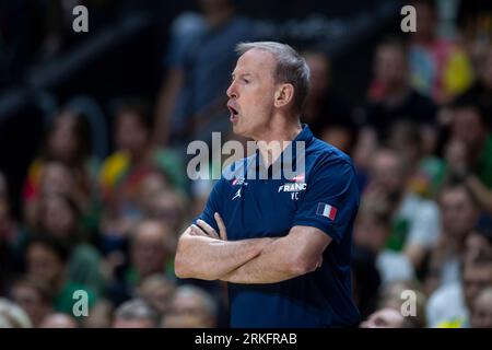 VILNIUS, LITHUANIA - august 11th 2023: FIBA World Cup 2023 tune-up game. Lithuania - France. France basketball team coach Vincent Collet in action Stock Photo