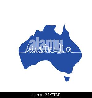 One continuous line illustration drawing of Australia. Abstract outline Australian continent, geographical map isolated on white background. Happy Aus Stock Vektor
