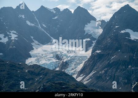 A stunning landscape of Alaska's Glacier Bay National Park, the Last Frontier Stock Photo