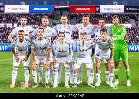 Herning, Dänemark. August 2023. Die Startelf von Legia Warszawa für das Qualifikationsspiel der UEFA Conference League zwischen dem FC Midtjylland und Legia Warszawa in der MCH Arena in Herning. (Foto: Gonzales Photo/Alamy Live News Stockfoto